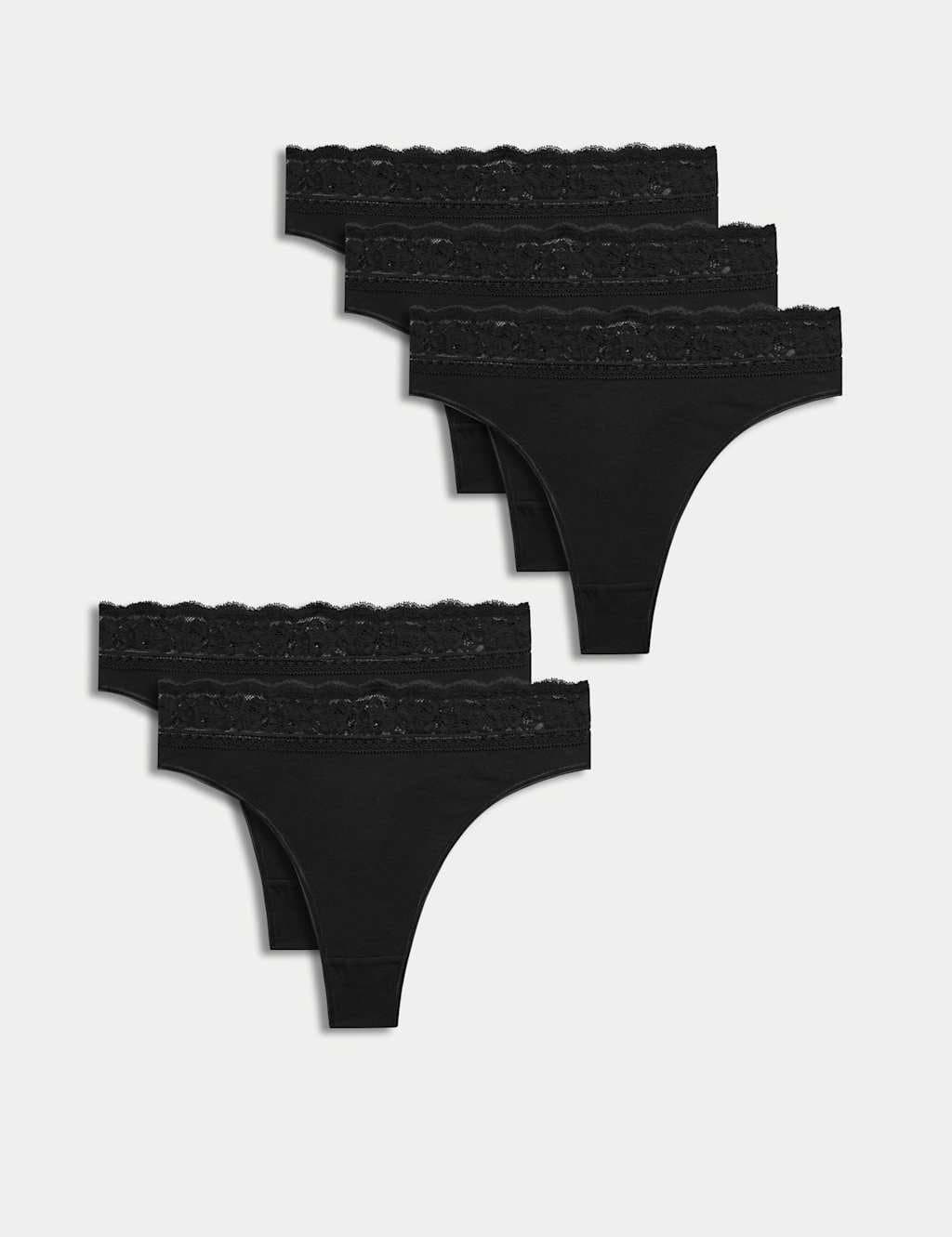 Marks & Spencer M&S Dusky Pink Cotton Blend High Waisted Thongs 5pk