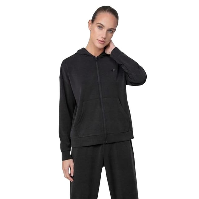 4F 4F Women's H4Z22 BLD041 Full Zip Hoodie in Black - 3