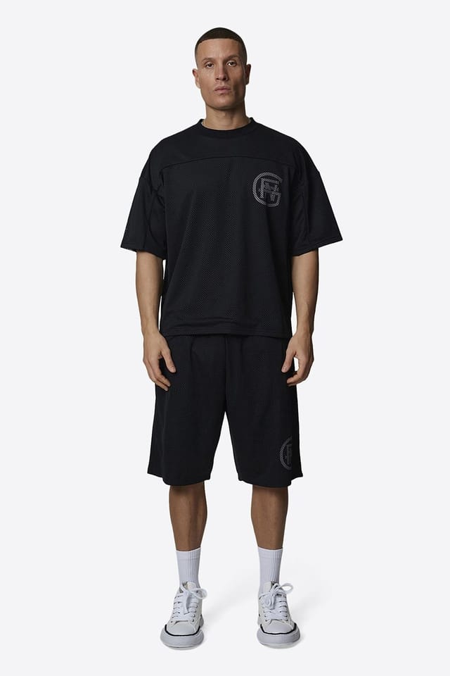 Good For Nothing Good For Nothing Men's Double Layered Mesh Jersey Monogram T-Shirt in Black - 3