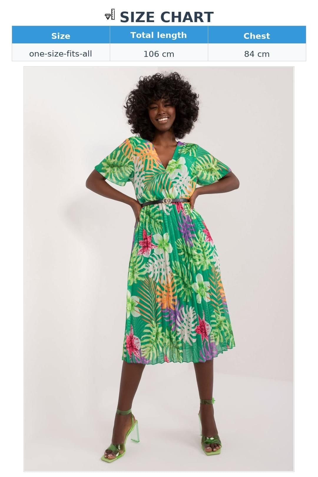 Love Lace Love Lace Women's Midi Pleated Wrap Belt Day Dress in Green - 4