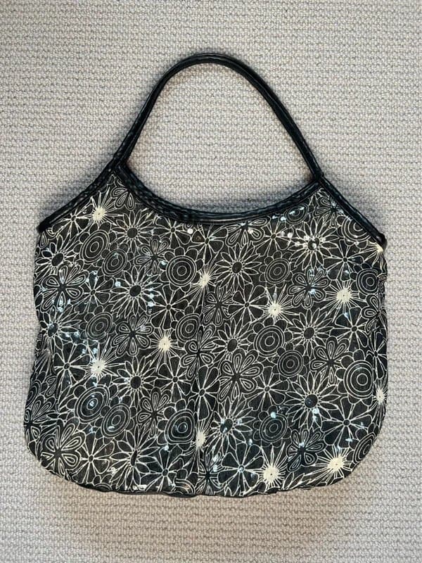 New Look Vintage New Look Old Label Y2K Black Floral Sequin Ibiza Bag