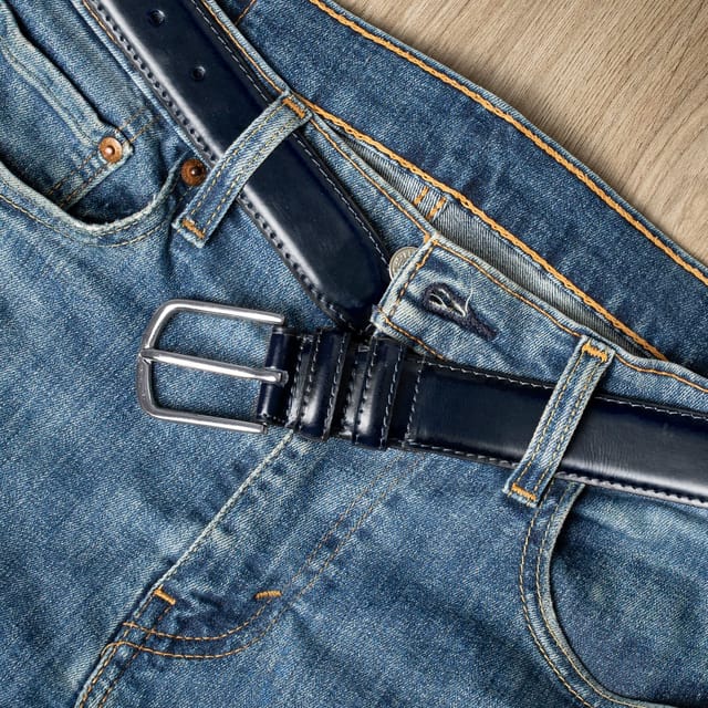 Woodland Leathers Woodland Leathers Men's Men's Genuine Leather Classic Belt 1.25 Inch in Navy - 2