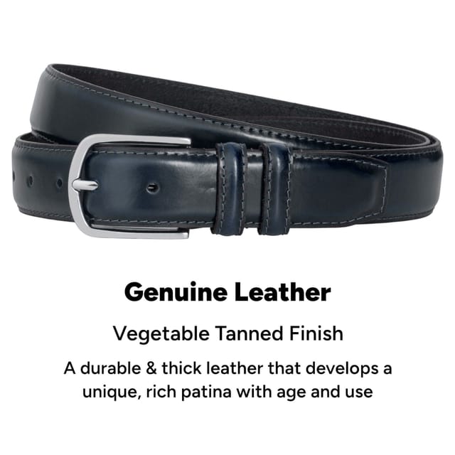 Woodland Leathers Woodland Leathers Men's Men's Genuine Leather Classic Belt 1.25 Inch in Navy - 3