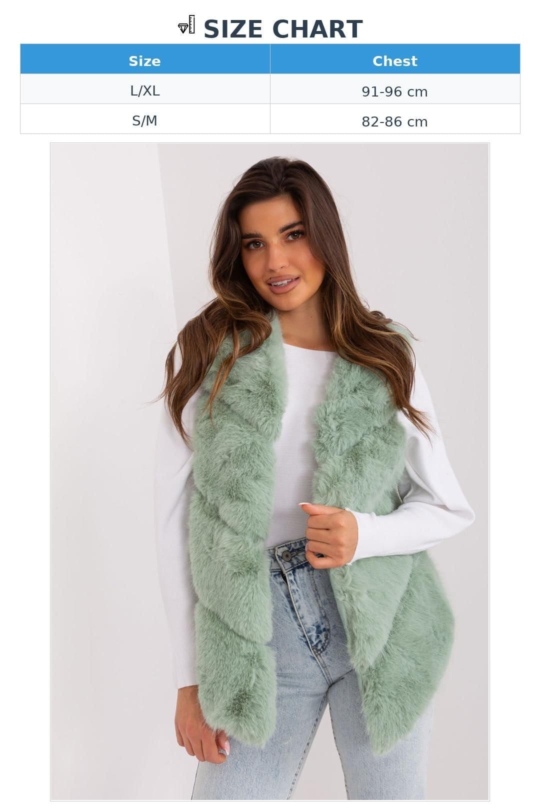 Love Lace Love Lace Women's Faux Fur Gilet Vest With Pockets & Lining in Green - 4