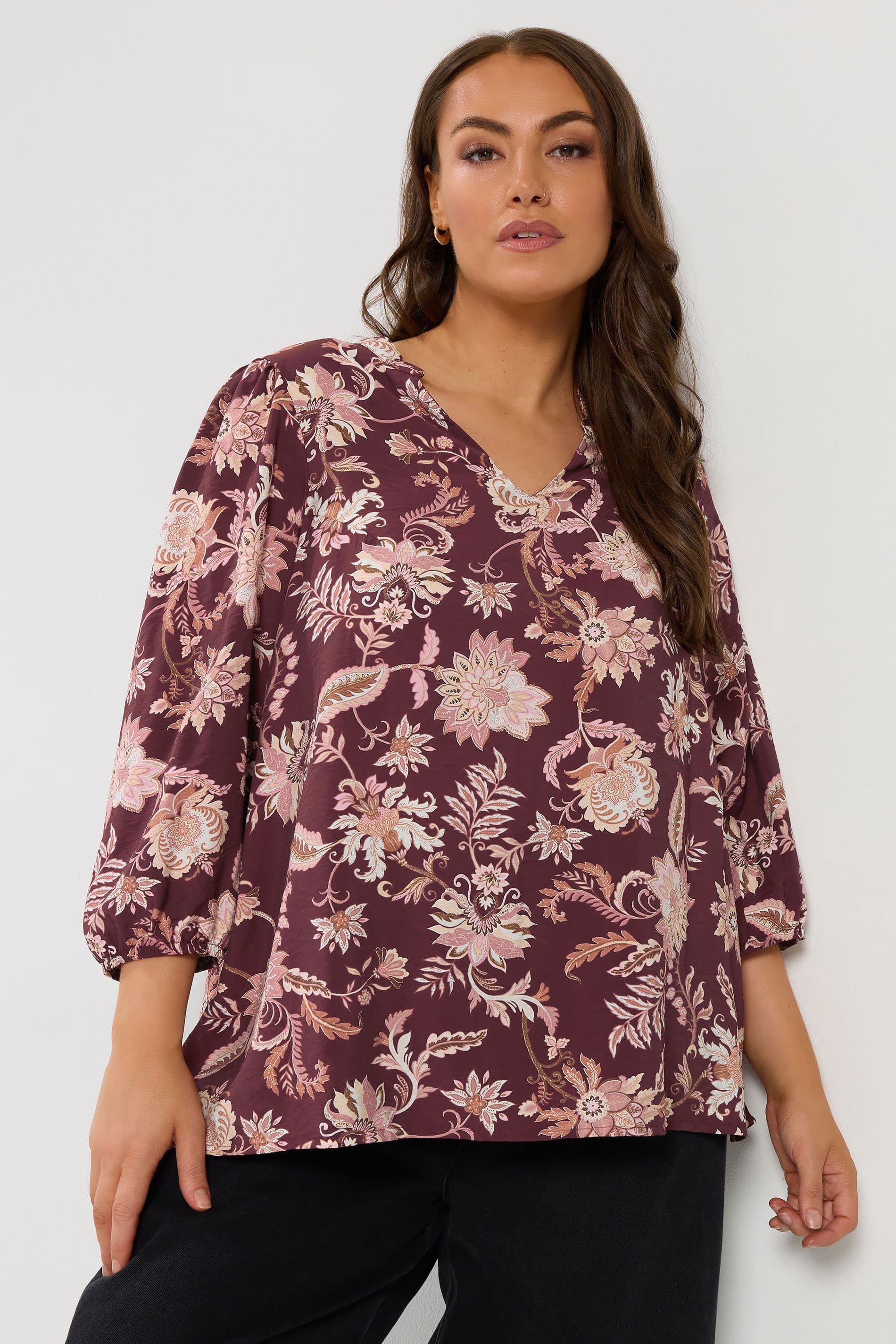 Yours Plus Size Purple Floral Shirt