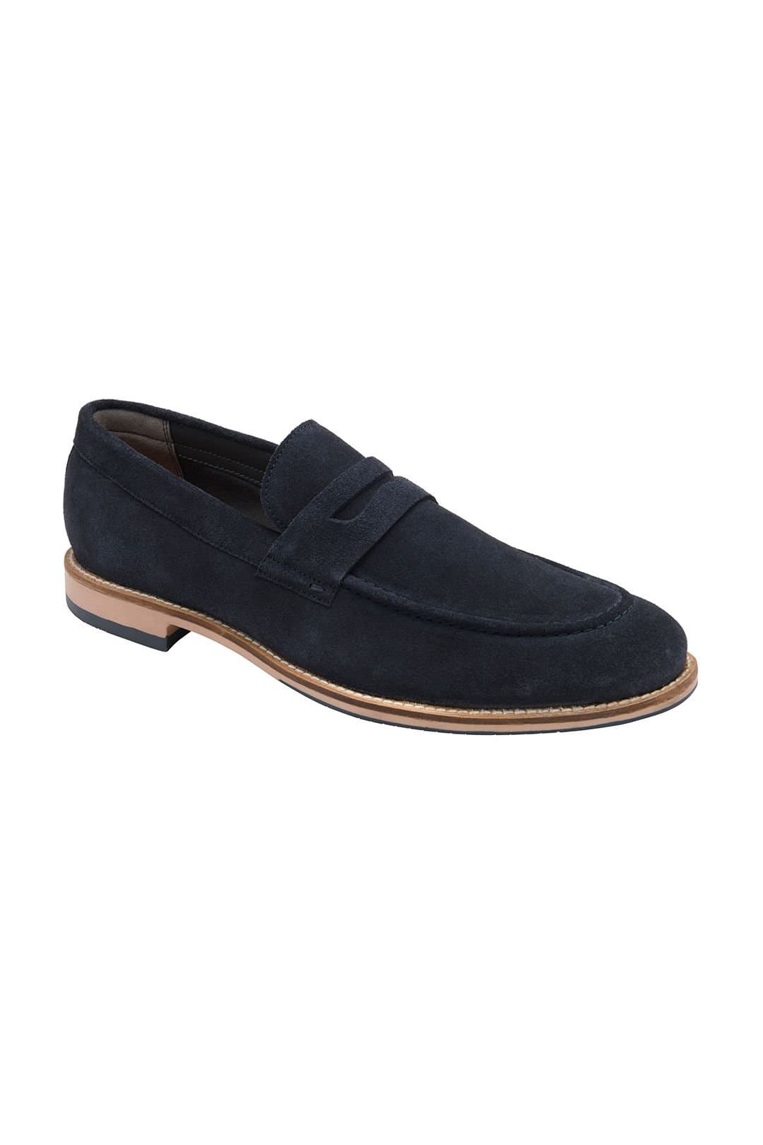 Frank Wright Frank Wright Men's Suede 'Turnbull' Penny Loafers in Mid Navy