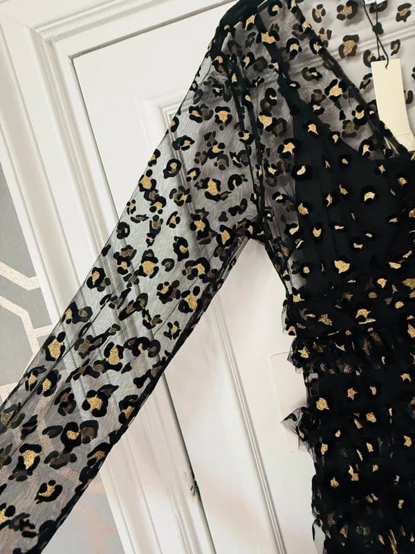 Never Fully Dressed Black Leopard Mesh Kate Dress
