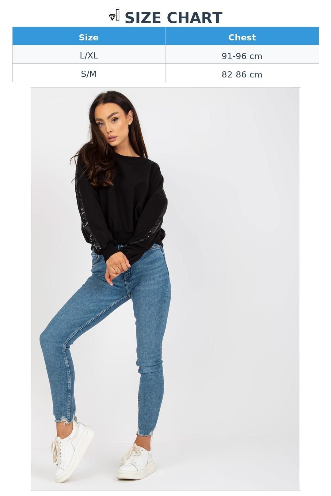 Love Lace Love Lace Women's Sequin Long Sleeve Round Neck Blouse in Black - 4
