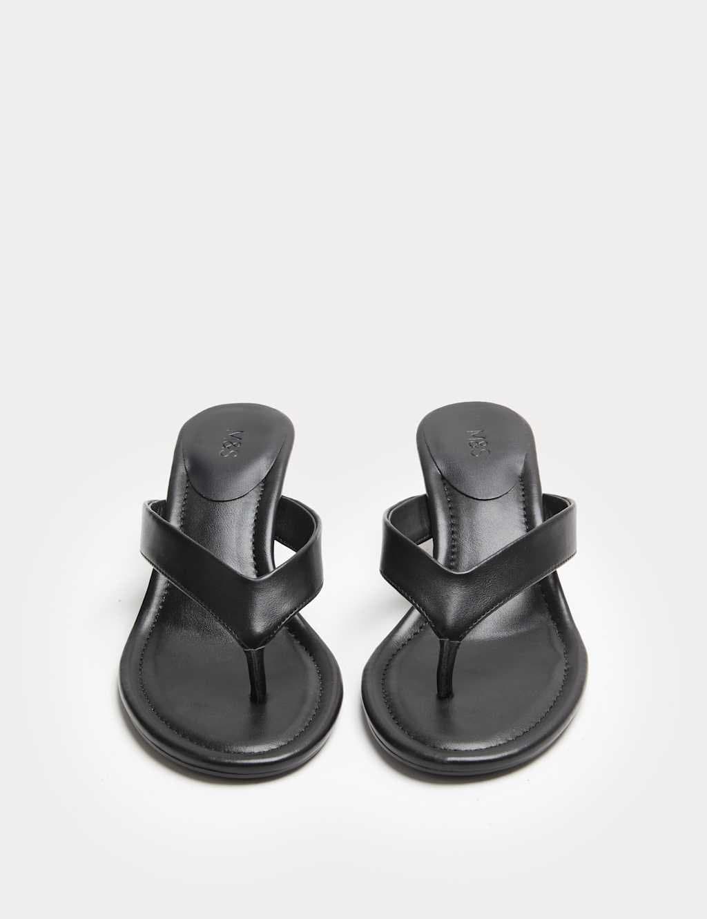 Marks & Spencer M&S Black Kitten Heel Toe Post Sandals