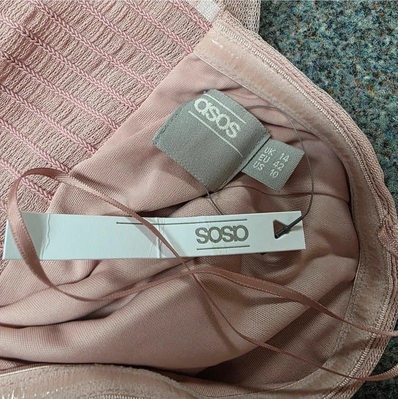 ASOS ASOS Blush Pink Bandeau Tulle Midi Dress UK12 Wedding Guest NEW