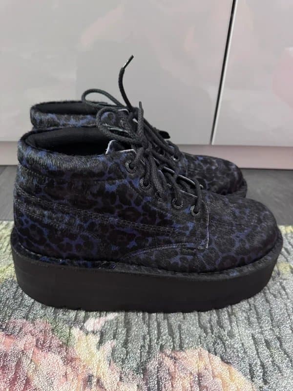 Kickers Genuine Kickers Kick Boot Platform Shoes Trainers Leopard Purple Black UK 41.