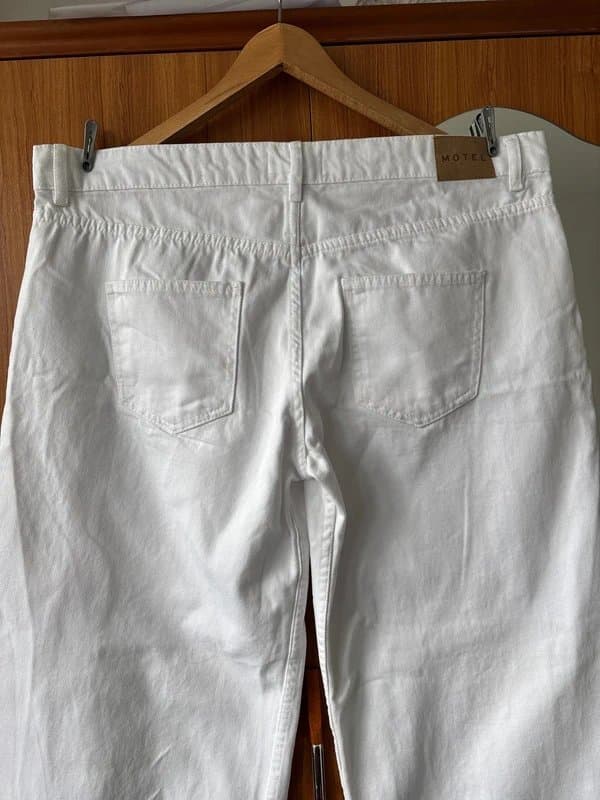Motel Summer Comfort  Hero | Motel Denim White Wide Leg Jeans  W40”