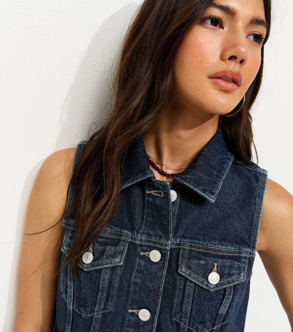 New Look Women's Indigo Wash Cropped Denim Waistcoat New Look - 2