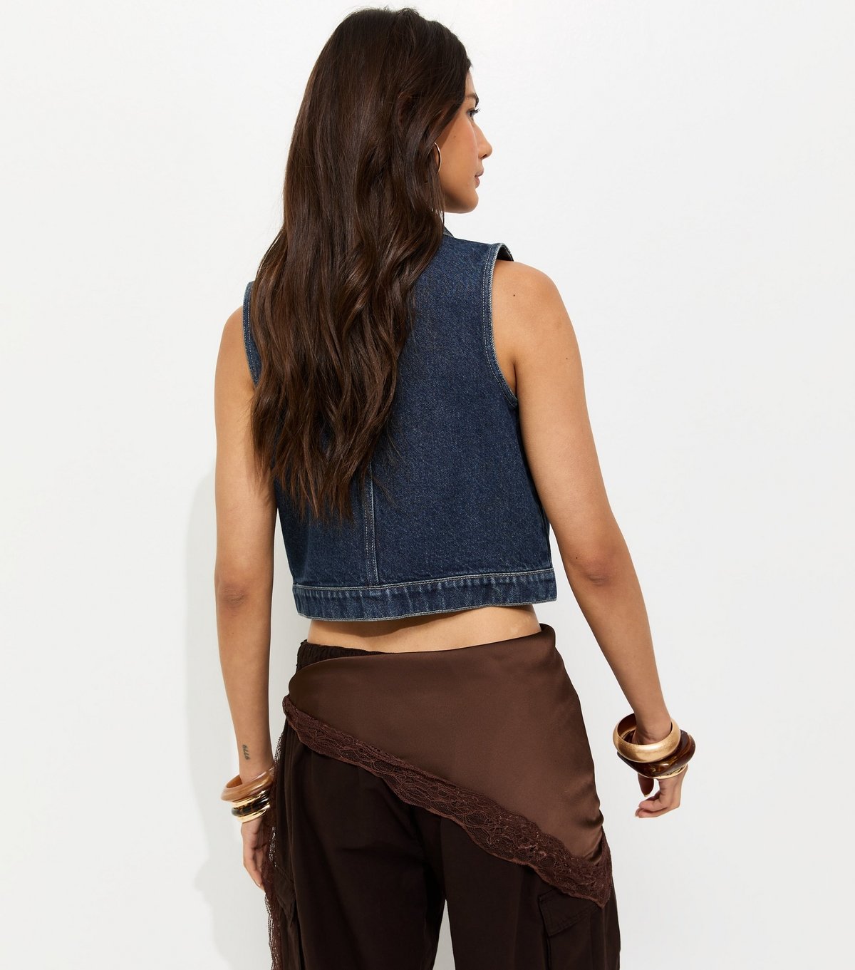 New Look Women's Indigo Wash Cropped Denim Waistcoat New Look - 4