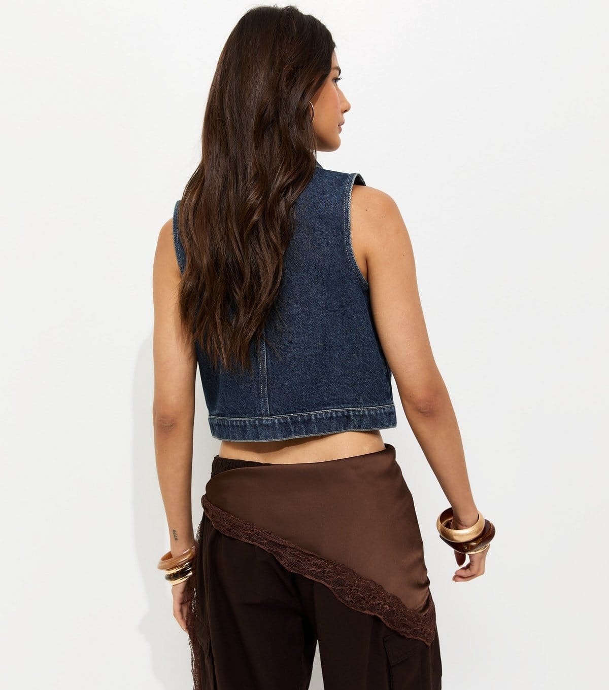 New Look Women's Indigo Wash Cropped Denim Waistcoat New Look - 4