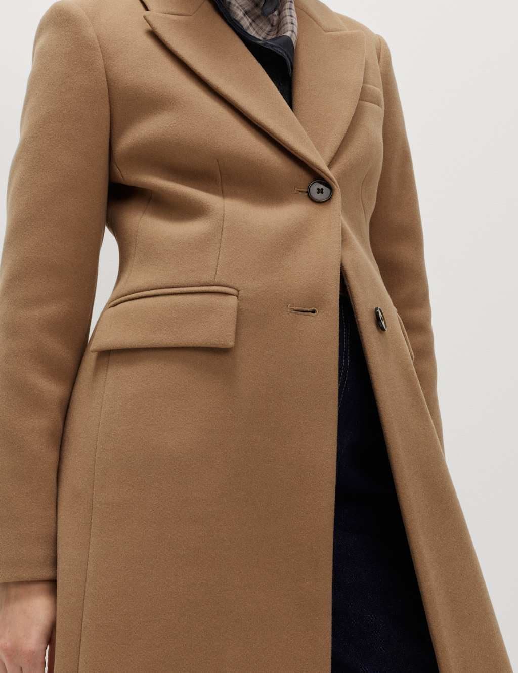 Marks & Spencer M&S Collared Longline Tailored Coat Light Caramel