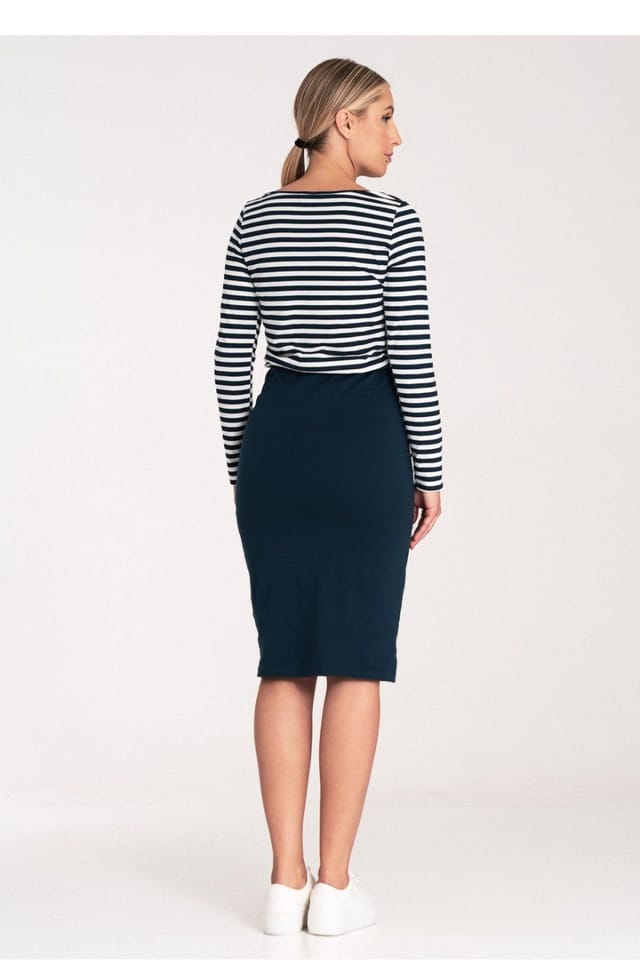 Love Lace Love Lace Women's Cotton Striped Long Sleeve Day Dress Style 203149 in Blue - 2