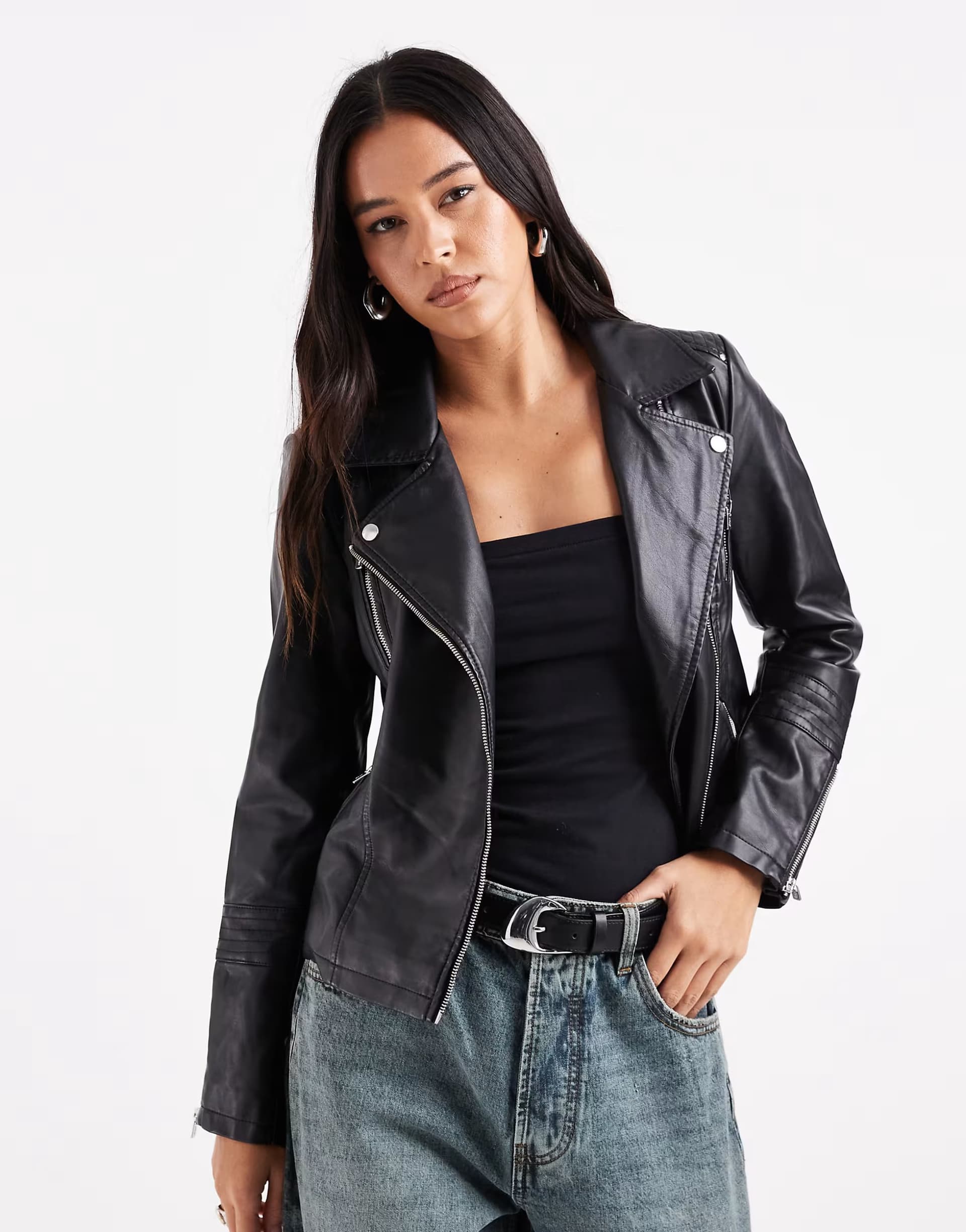 ASOS ASOS Black Faux Leather Biker Jacket