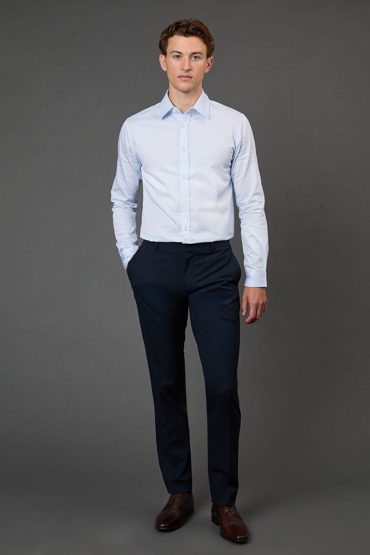 Burton Burton Men's White Geometric Print Slim Fit Long Sleeve Shirt - 2