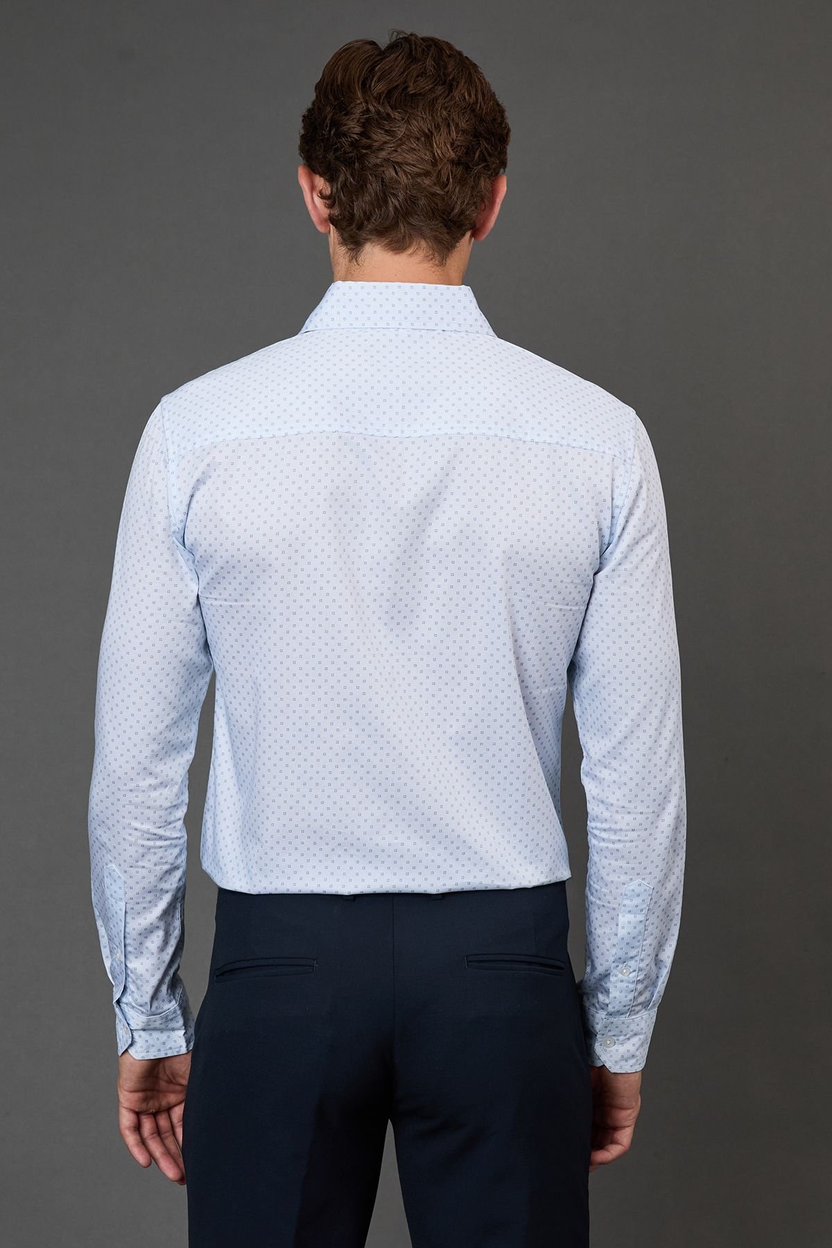 Burton Burton Men's White Geometric Print Slim Fit Long Sleeve Shirt - 3