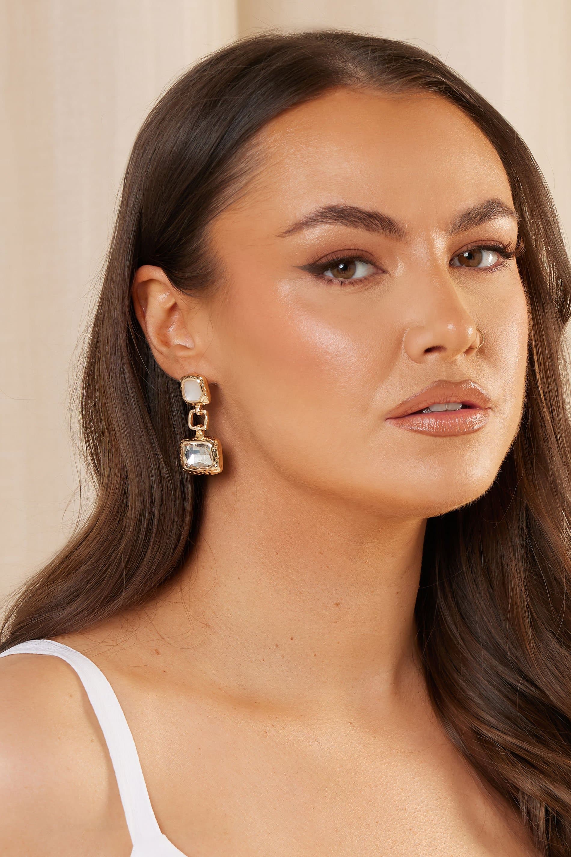 Yours Gold Tone Diamante Drop Earrings