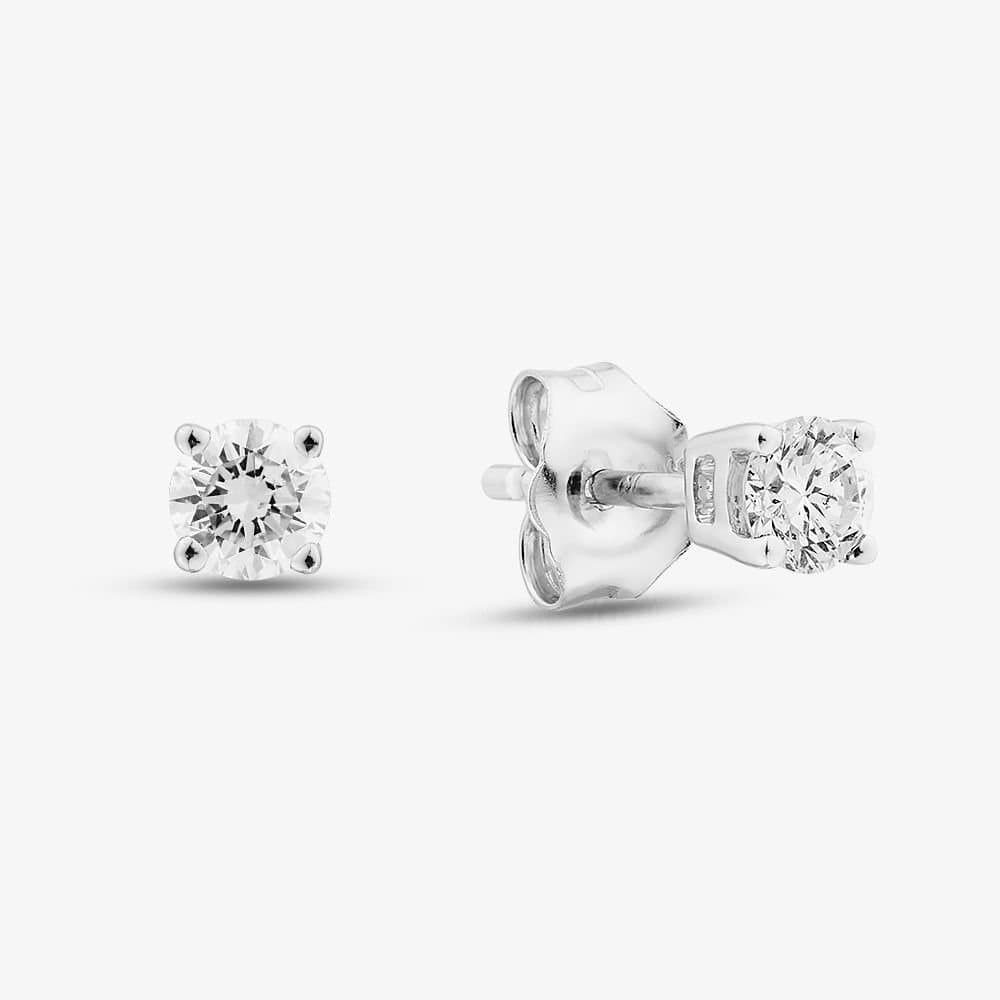 T.H.Baker T.H.Baker Women's 9ct White Gold 0.33ct Round Cut Diamond Stud Earrings THE2534-33 (WG) in Silver