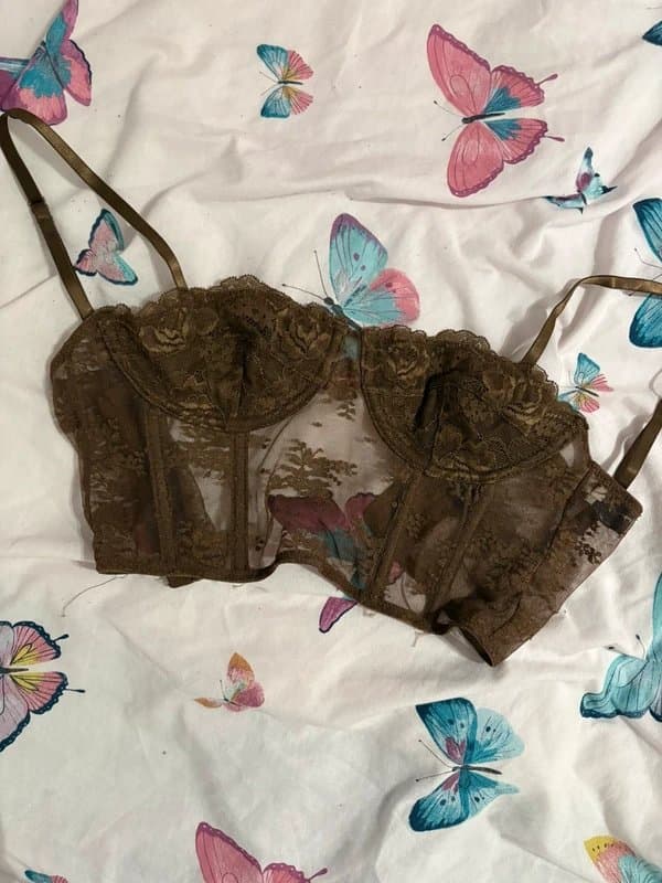 NA-KD brown corset lace crop top