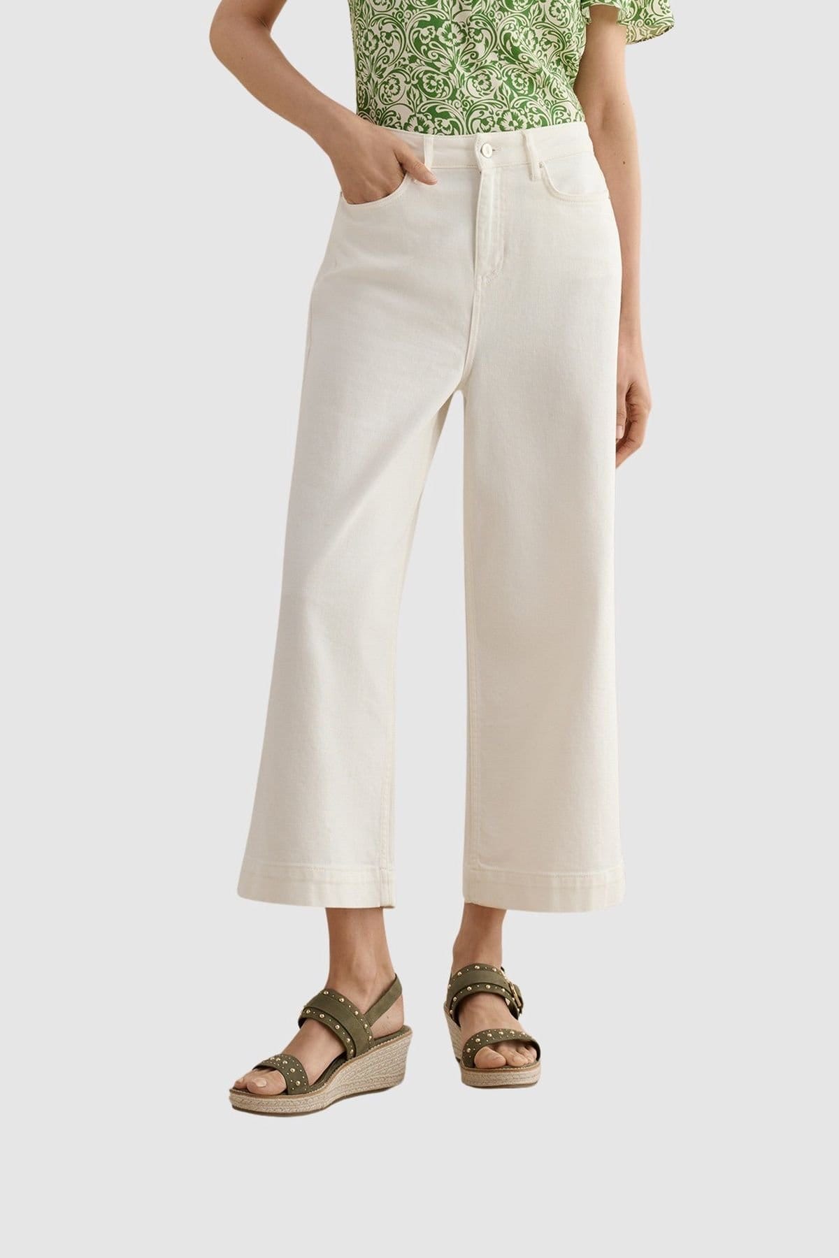 Hobbs London White Cropped Denim Jeans