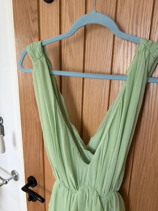 ASOS Design Green ruffled long dress chiffon