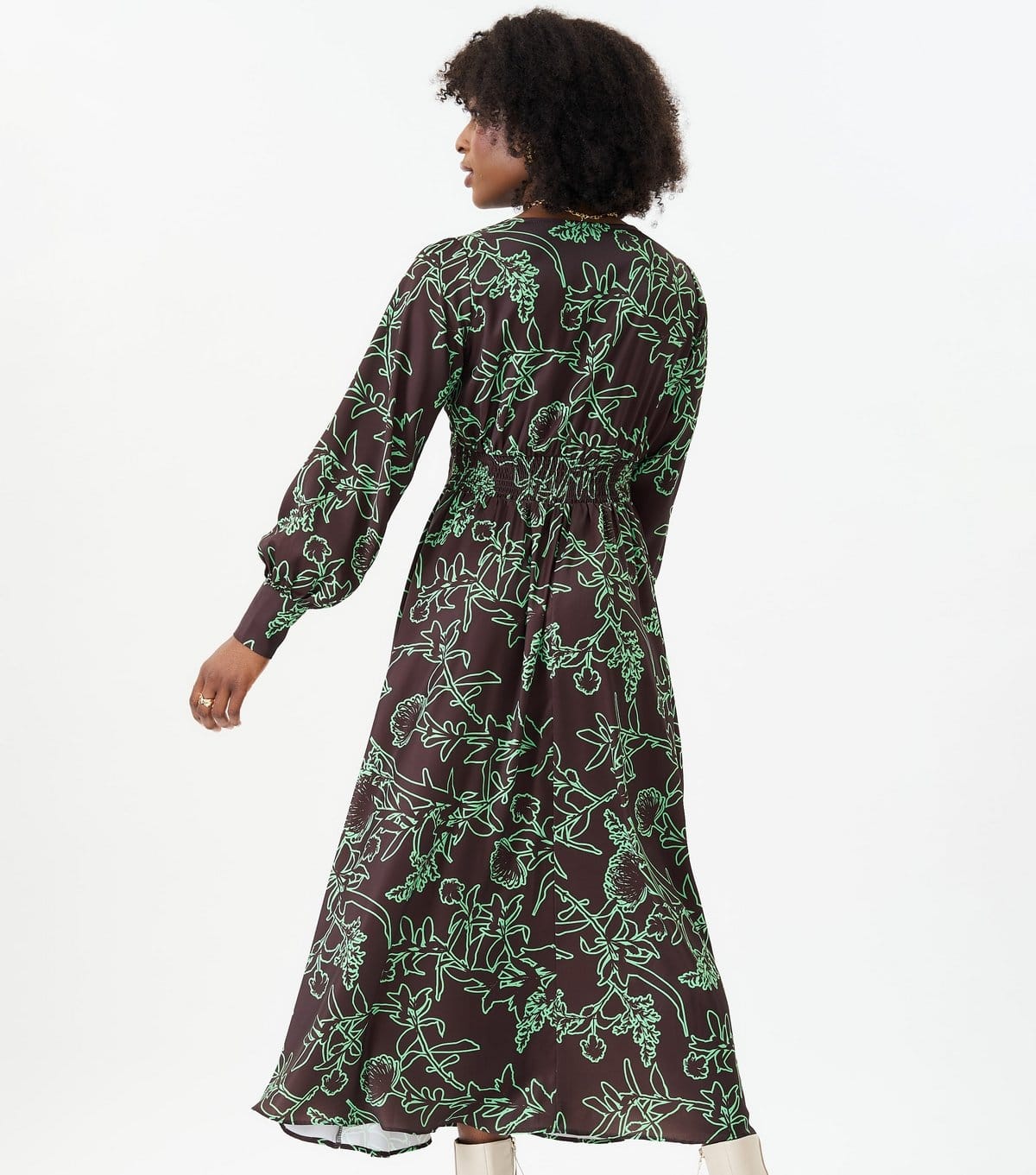 Gini London Women's Brown Floral Print Woven Midi Dress Gini London New Look - 4
