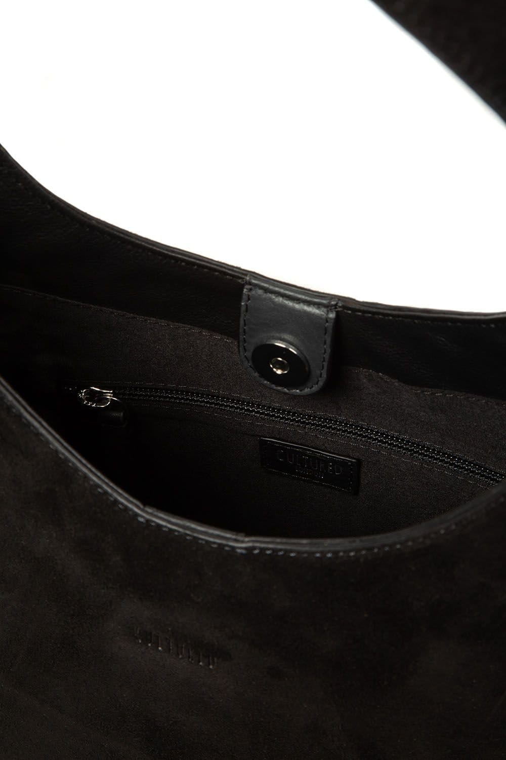 Cultured London Cultured London Women's 'Eloise' Suede & Leather Handbag in Black - 4