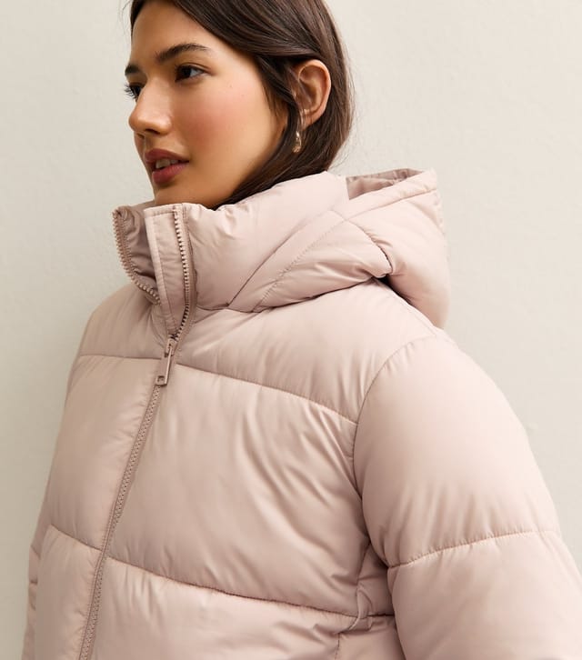 New Look Women's Light Pink Hooded Cropped Puffer Jacket New Look - 2