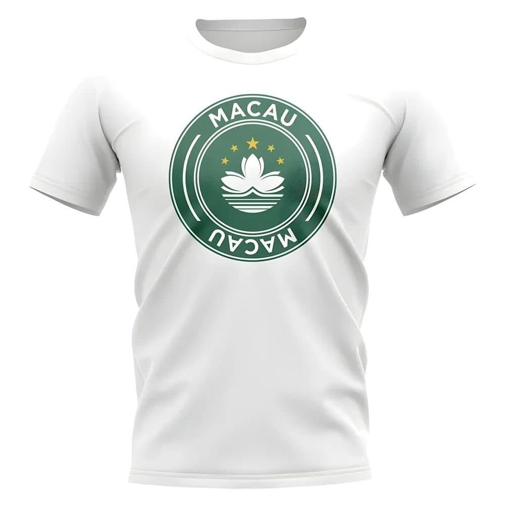 Macau Macau Men's Personalised Football Badge T-Shirt in White