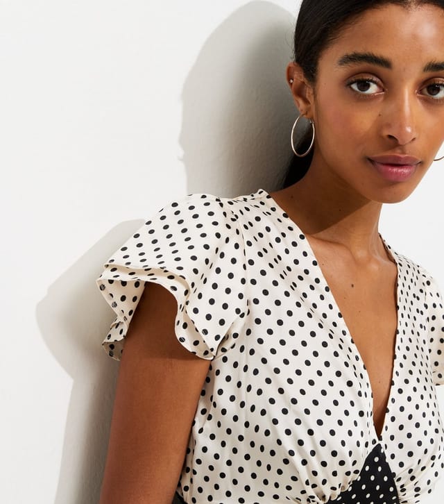 New Look Women's Black and White Satin Polka Dot Midi Dress New Look - 3