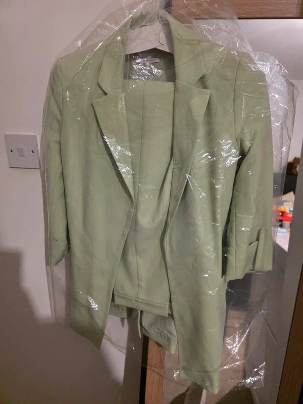 Bershka Mint Satin Blazer Suit Set