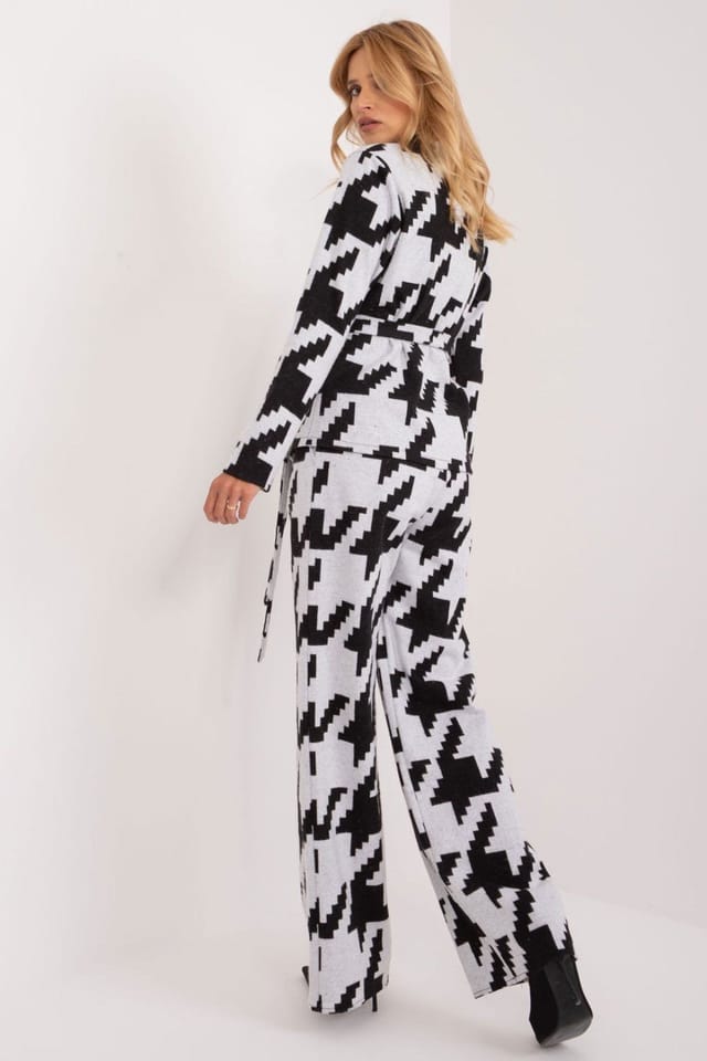 Love Lace Love Lace Women's Cotton Envelope Sweater & High Waist Pants Set in Black - 3