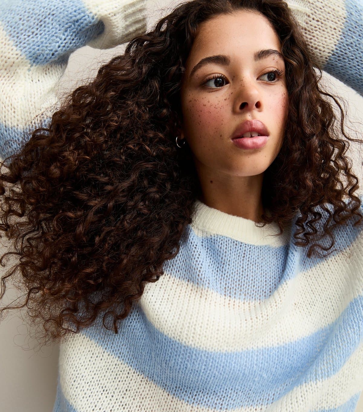 New Look Girls' Light Blue Stripe Open Knit Jumper New Look