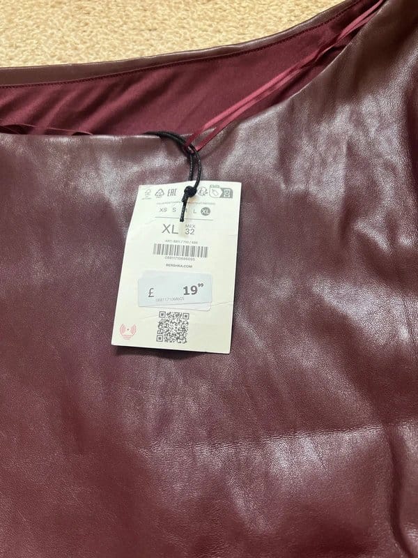 Bershka Faux Leather Burgundy Top XL Ladies Brand New
