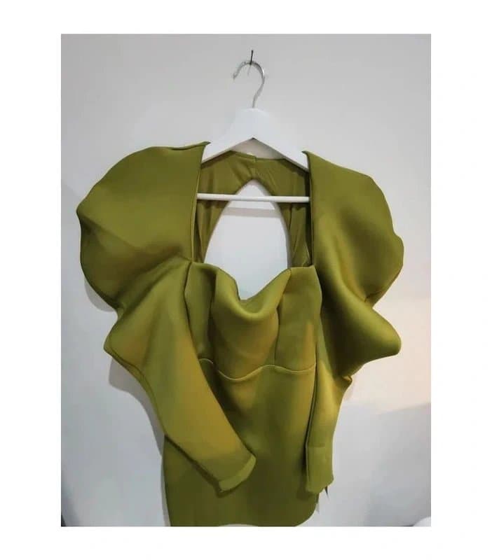 ASOS Asos design puff sleeve mini dress in olive green christmas party uk 10 bnwt