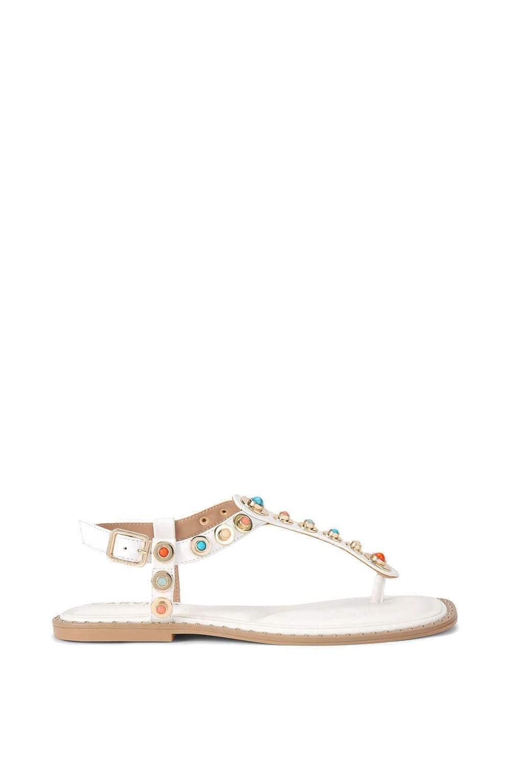 Carvela Carvela Women's 'Amalfi T Bar Flat Sandal' Leather Sandals in White