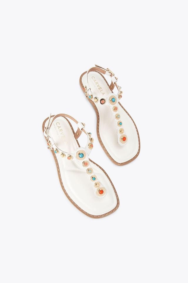 Carvela Carvela Women's 'Amalfi T Bar Flat Sandal' Leather Sandals in White - 2