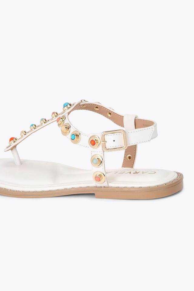 Carvela Carvela Women's 'Amalfi T Bar Flat Sandal' Leather Sandals in White - 3