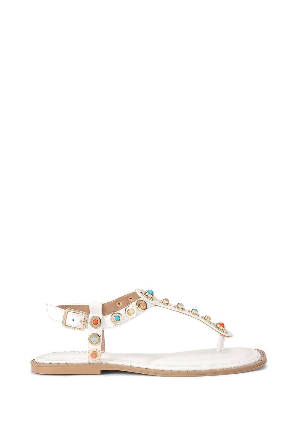 Carvela Carvela Women's 'Amalfi T Bar Flat Sandal' Leather Sandals in White - 4