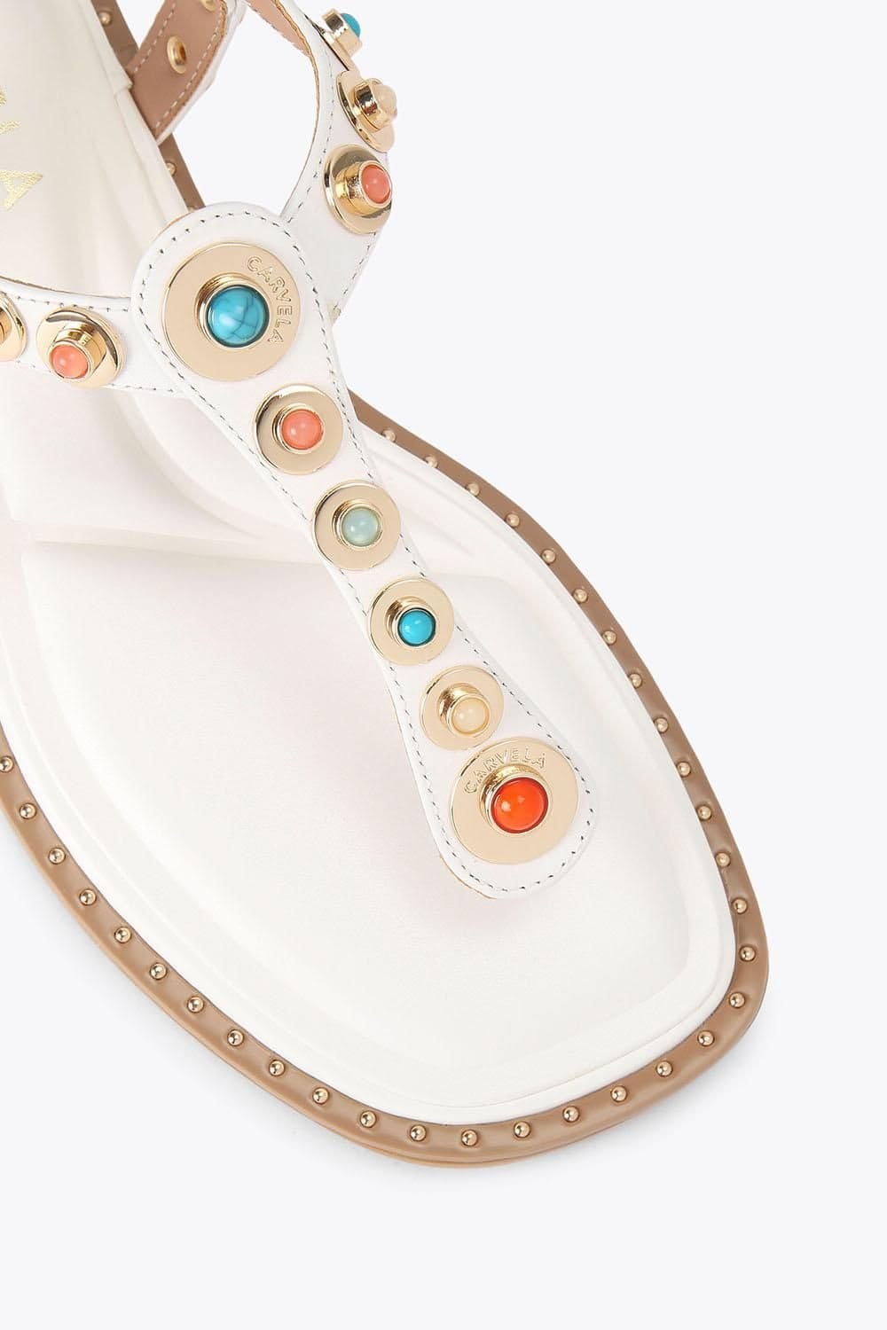 Carvela Carvela Women's 'Amalfi T Bar Flat Sandal' Leather Sandals in White - 4