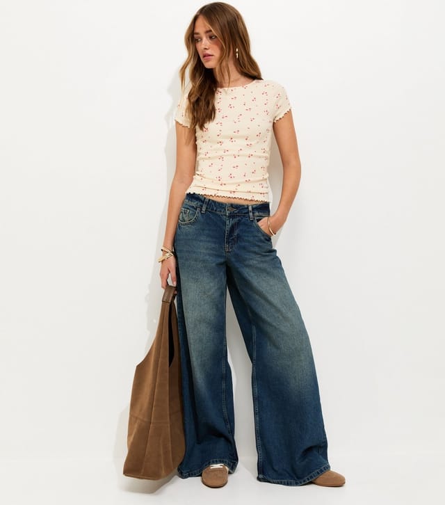 New Look Women's Cream Floral Print Short Sleeve Top New Look - 3