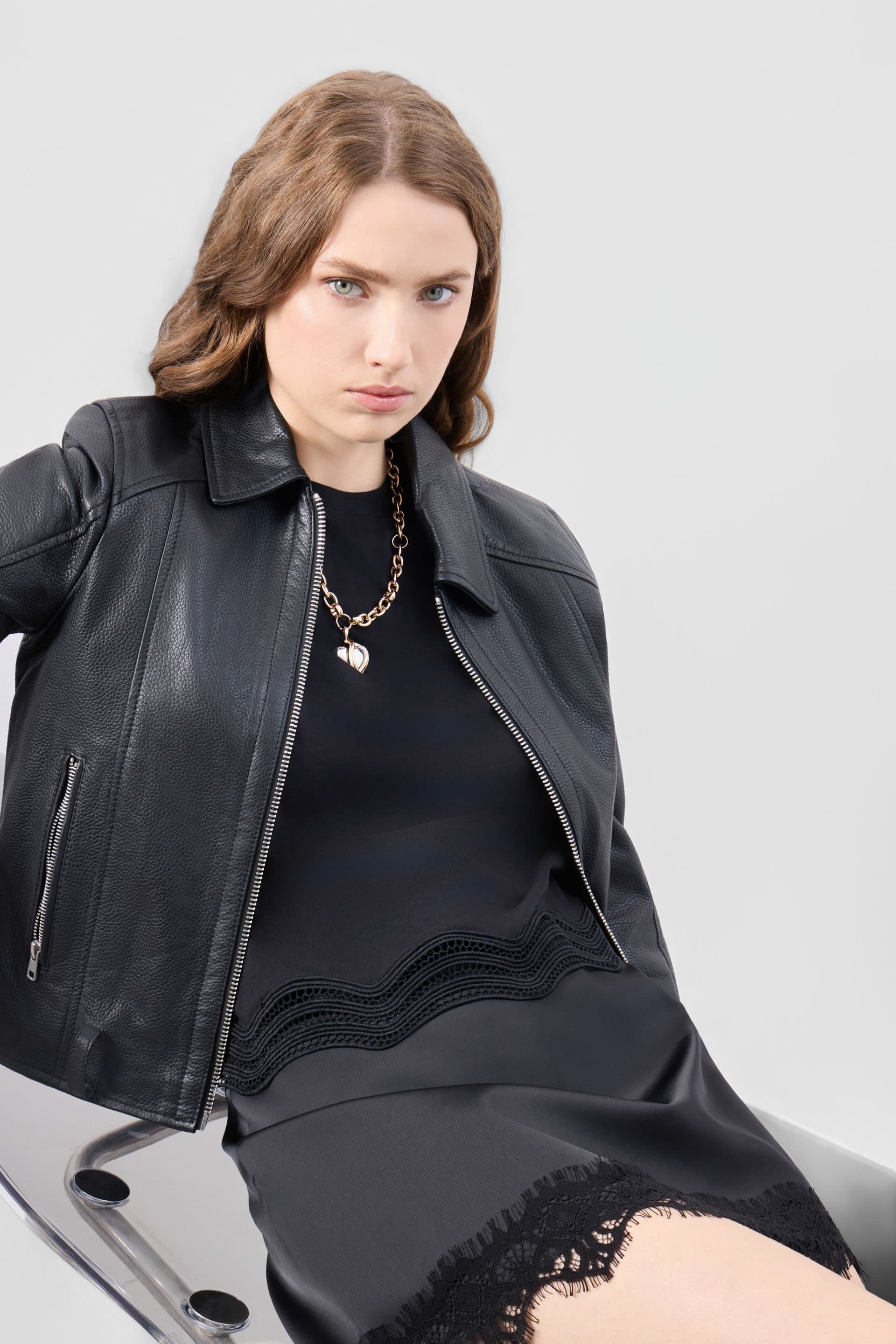 Bolongaro Trevor Bolongaro Trevor Women's Real Leather Faye Belted Zip Through Jacket In Black
