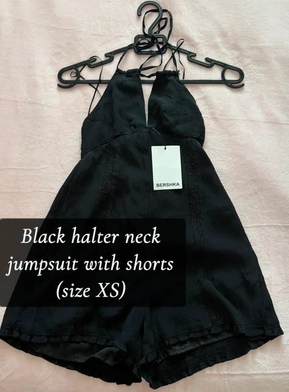 Bershka Halter neck and shorts jumpsuit