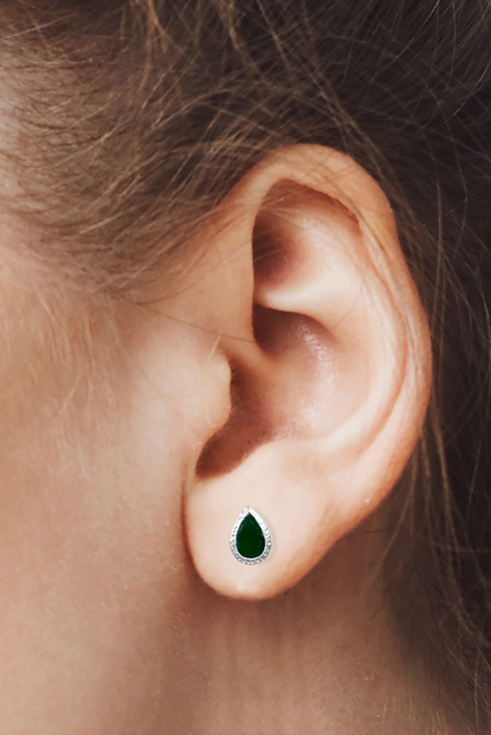 Otis Jaxon London Otis Jaxon London Women's Emerald May Birthstone Sterling Silver Teardrop Stud Earrings - 2