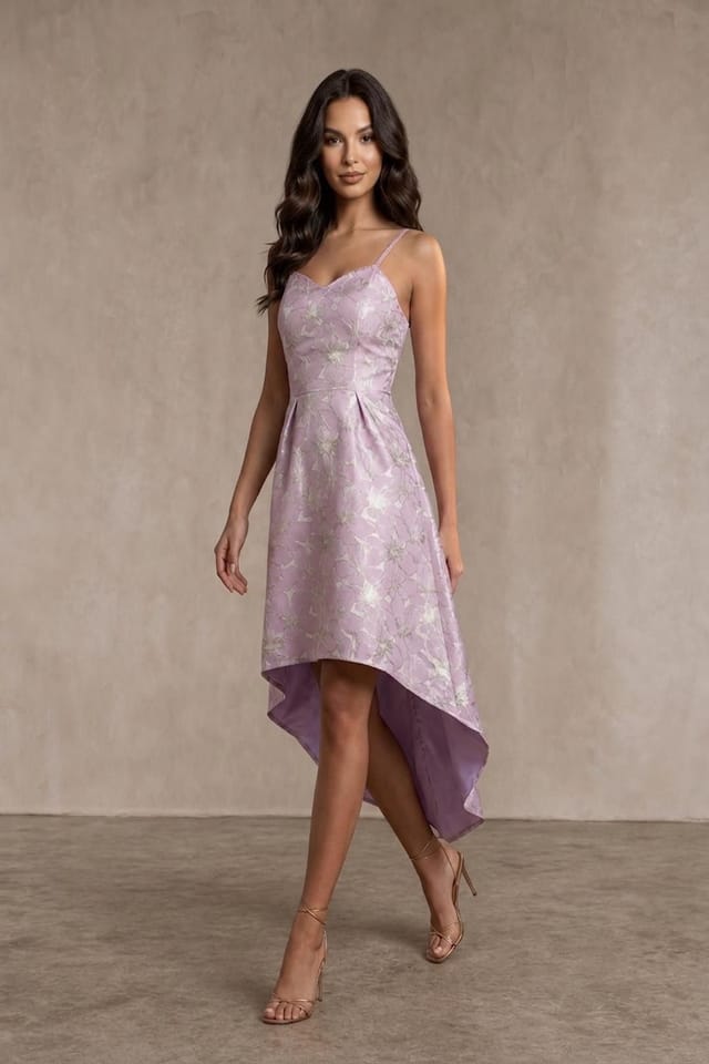 chi chi london Chi Chi London Women's Cami Floral Jacquard Dip Hem Dress in Purple - 2