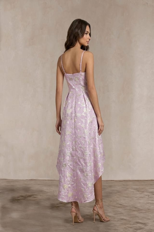 chi chi london Chi Chi London Women's Cami Floral Jacquard Dip Hem Dress in Purple - 3
